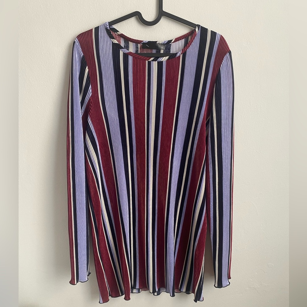 Striped Long Sleeve Textured Top